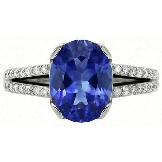 echter oval saphir 3.75Karat ring Vorderansicht