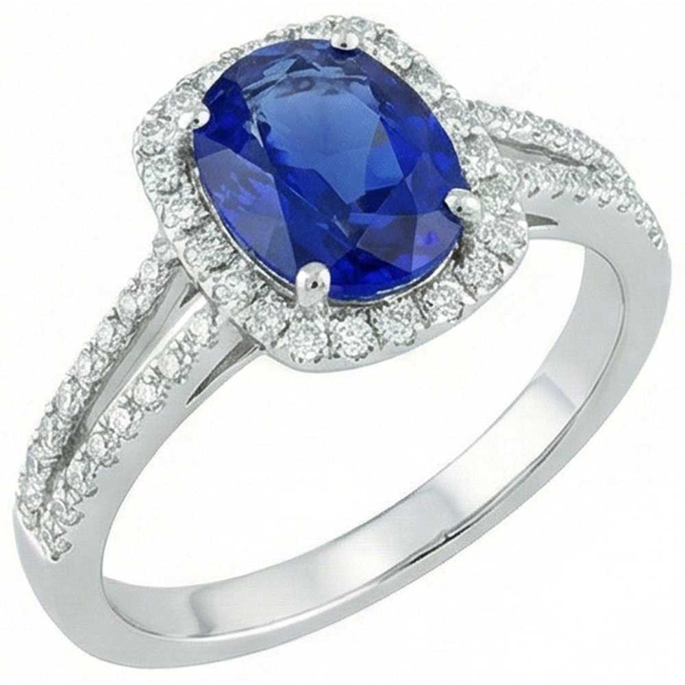 echter oval saphir 3.25Karat ring Vorderansicht