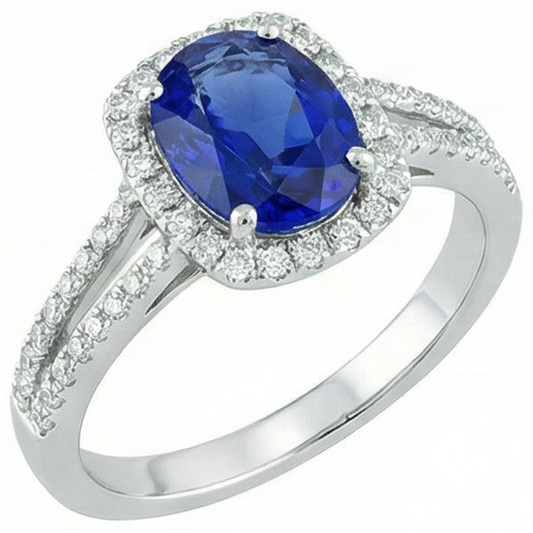 echter oval saphir 3.25Karat ring Vorderansicht
