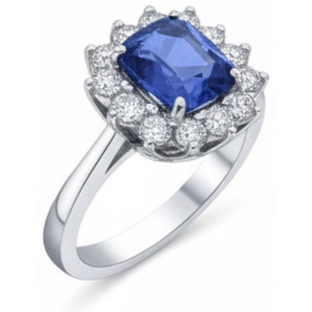 echter round saphir 4.25Karat ring auf Weiß