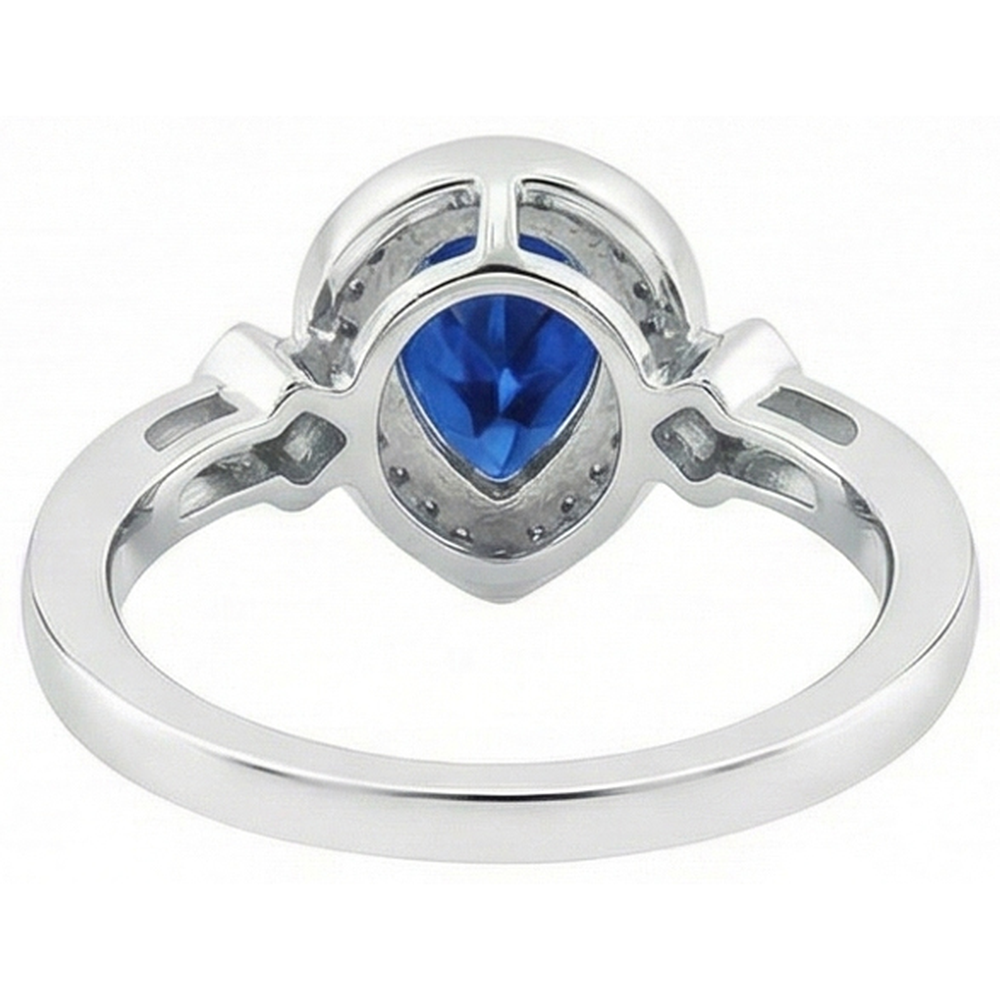 Ceylon Saphir Diamanten 3,20 Karat Ring Weißgold 14K