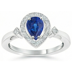 Ceylon Saphir Diamanten 3,20 Karat Ring Weißgold 14K