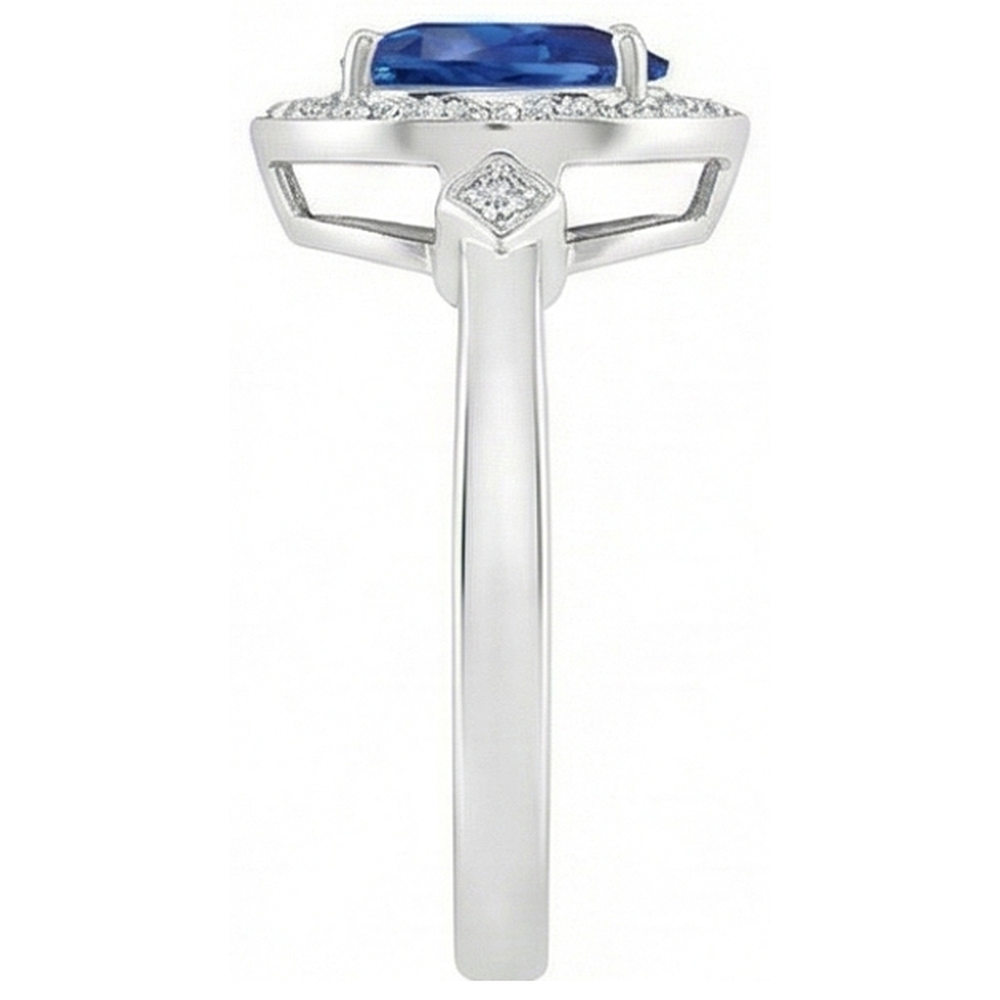 Ceylon Saphir Diamanten 3,20 Karat Ring Weißgold 14K