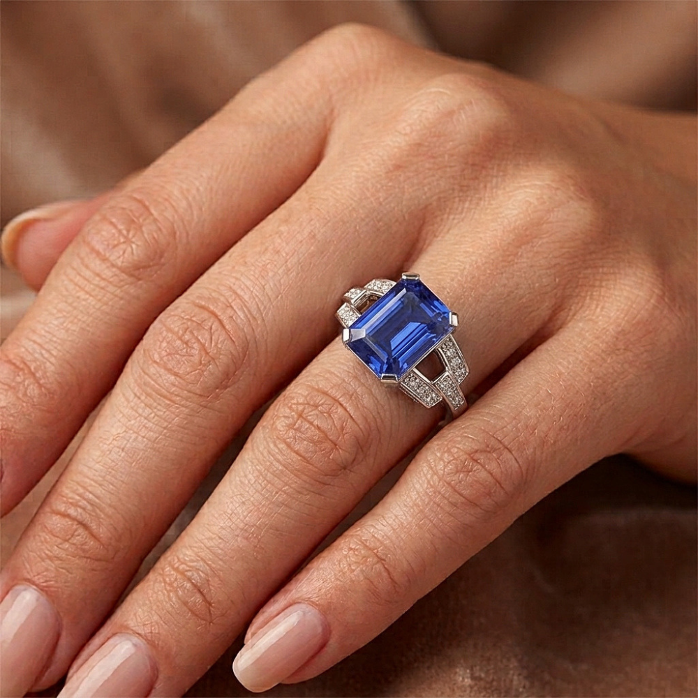 Ceylon Saphir Edelstein Ring Smaragd Schmuck Split Shank 4 Karat