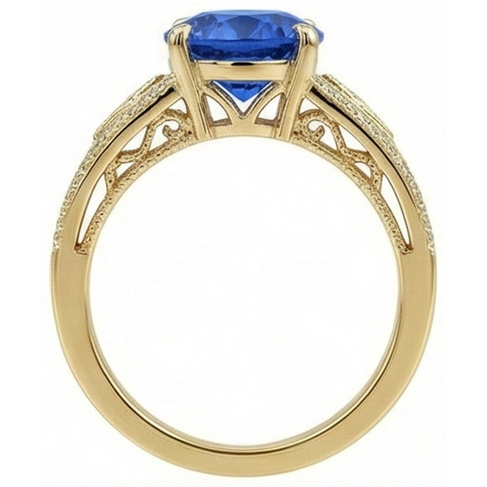 echter round diamant 3.75Karat ring Profilansicht