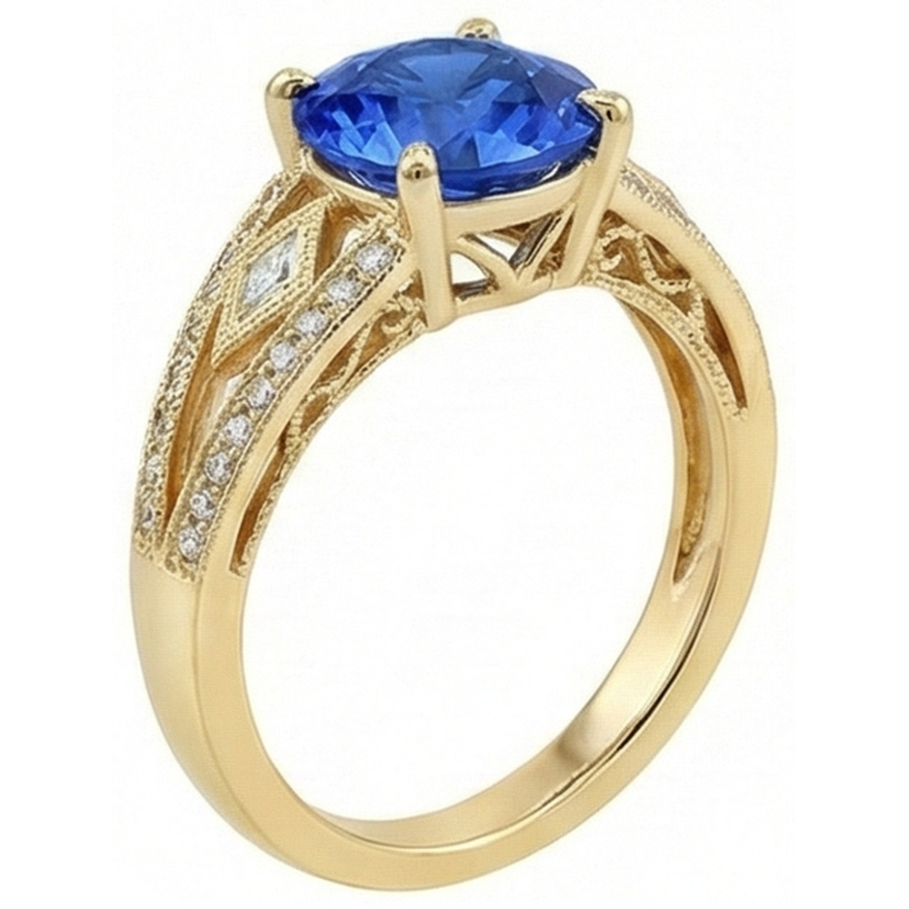 echter round diamant 3.75Karat ring Vorderansicht