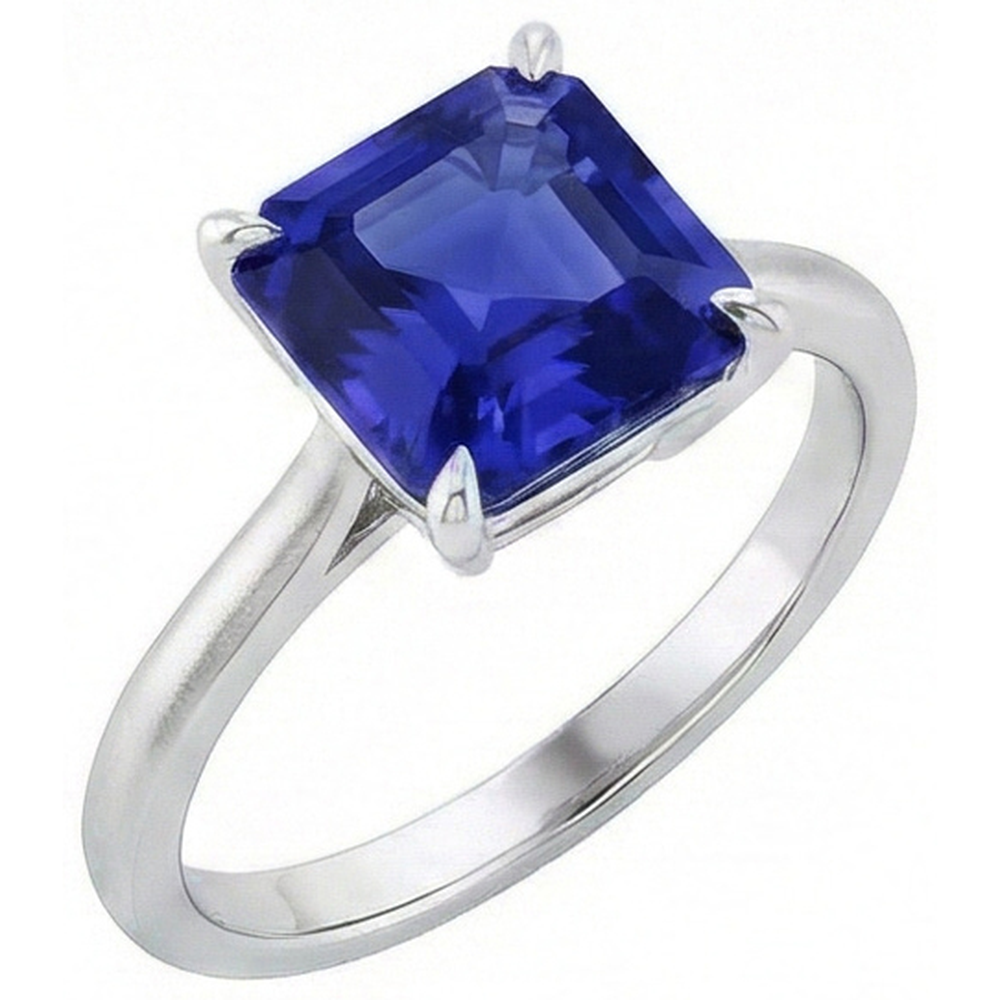 echter asscher diamant 2Karat ring Vorderansicht
