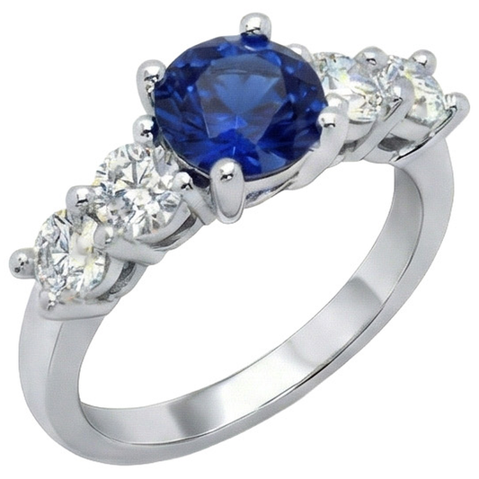 Ceylon Saphir & Diamanten Edelstein Ring 2.90 Karat Weißgold 14K