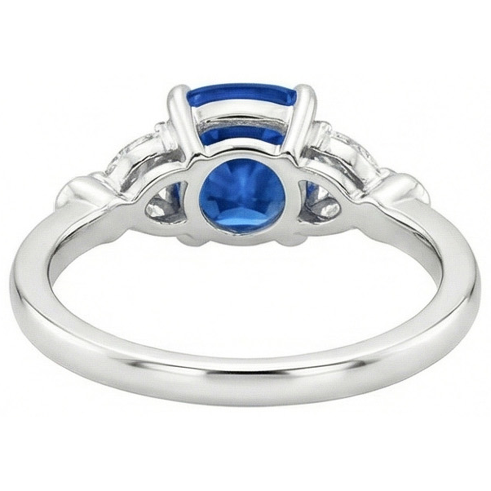 Ceylon Saphir mit Diamanten 2.70 ct Ring Weißgold 14K