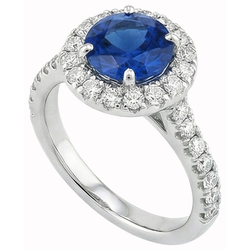 Ceylon Saphir mit Diamanten Verlobungsring 3.90 ct Weißgold 14K