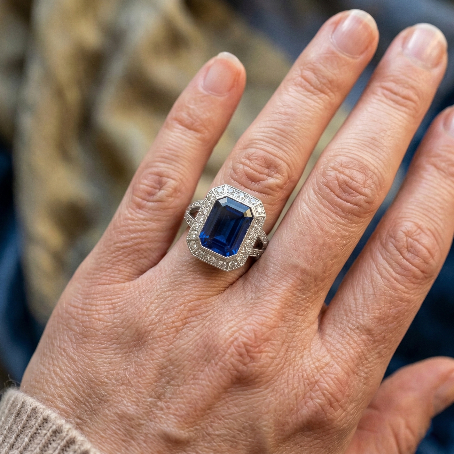 Ceylon Blue Sapphire Natürlicher Diamants ( nicht im Labor gezüchtet ) 5.35 Karat Ring Naturedelstein Neu