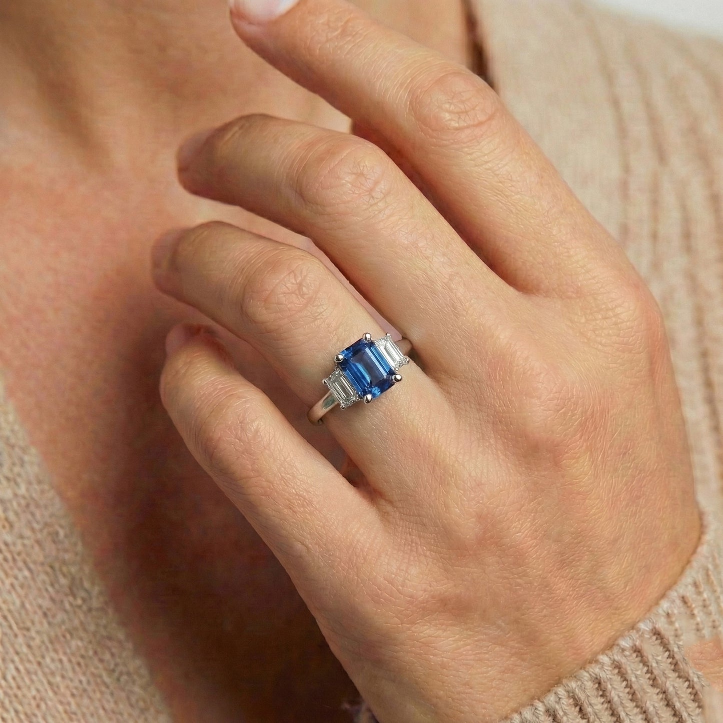 echter radiant diamant 2.50Karat ring Dreiviertelansicht
