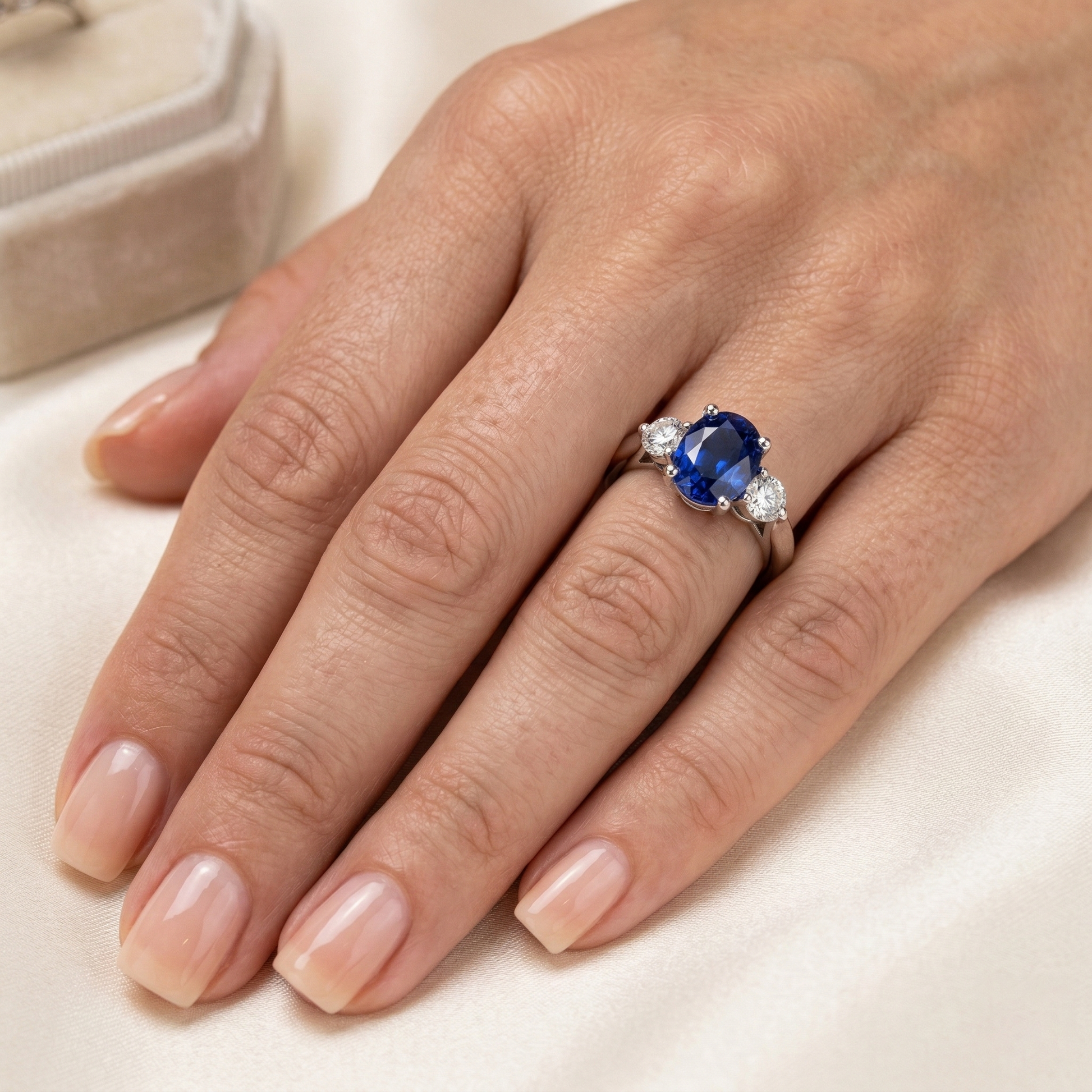 echter oval diamant 3Karat ring auf Weiß