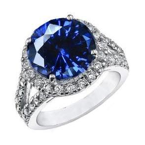 Ceylon Blauer Saphir Rund Schliff Diamant Ring Gold Schmuck