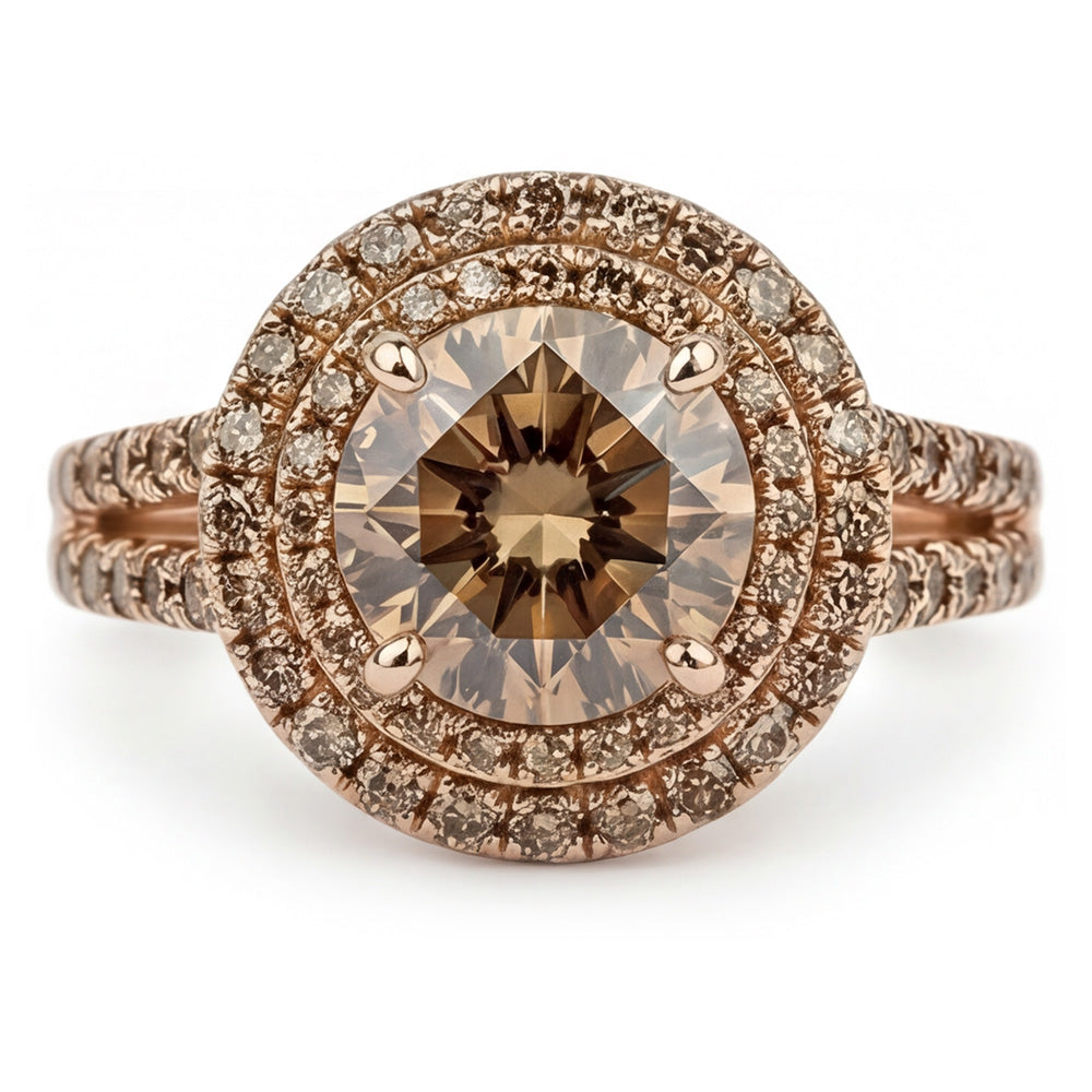 Champagner Wüsten-Diamant Brautring – Edler Diamant 4 Karat 14