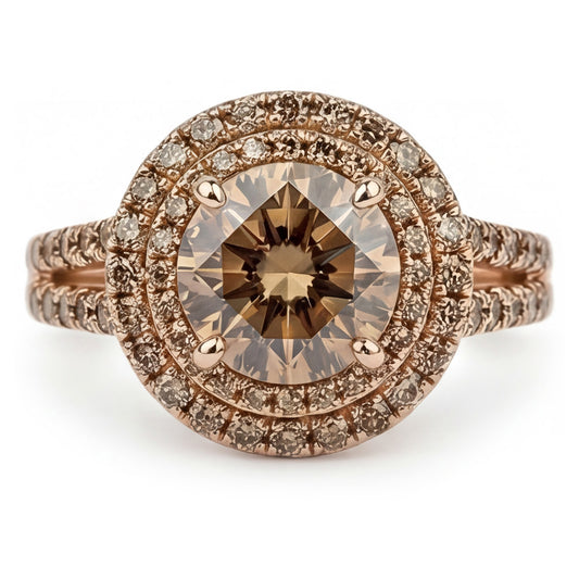 Champagner Wüsten-Diamant Brautring – Edler Diamant 4 Karat 14