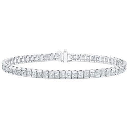 Channel Set Armband 8.55 Karat Princess Cut Natürliche Diamanten WG 14K