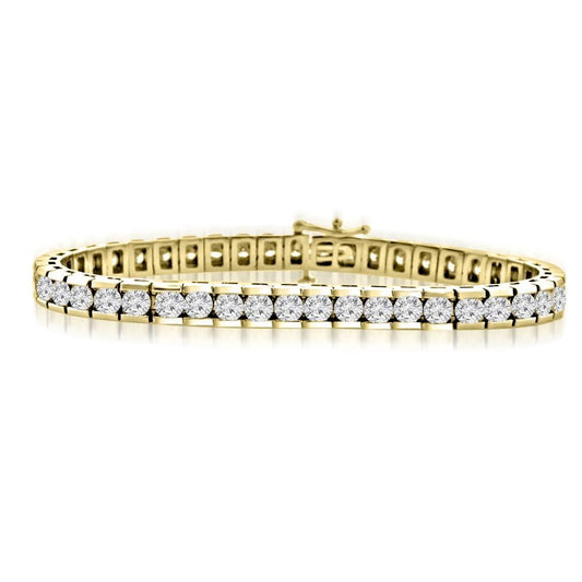 Channel Set Armband 8.80 Karat Natürliche Diamanten Im Rundschliff YG 14K