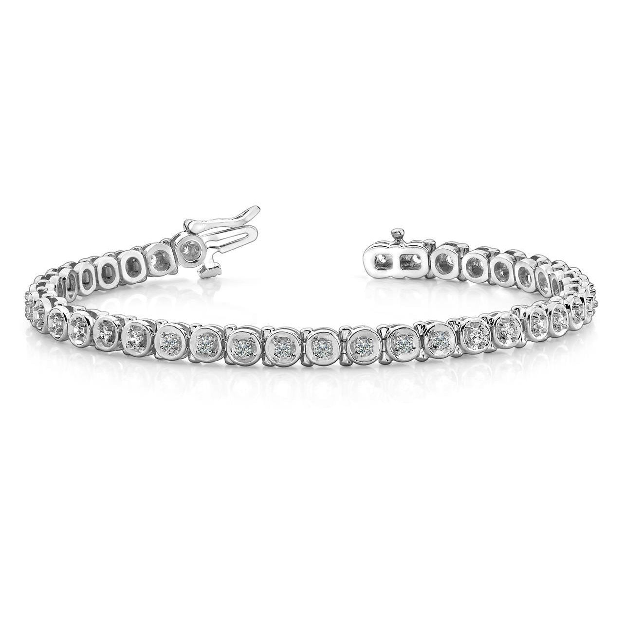 Circle Link Tennisarmband 5,70 Ct Echt Diamanten Im Rundschliff 14K Weißgold