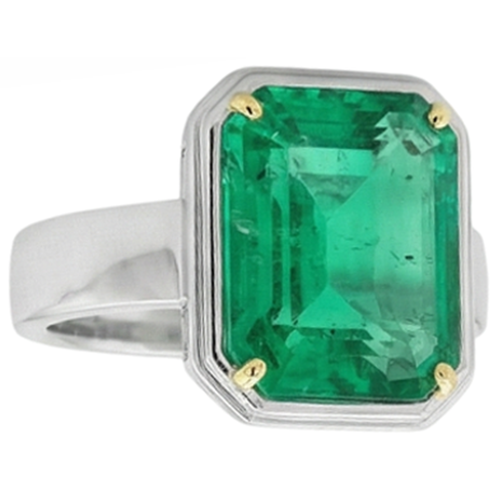 Premium Edler Smaragd Farbstein-Ring 4 Karat – Profilansicht