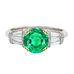 Authentischer Brillantschliff Edler Smaragd Farbstein-Ring – 3