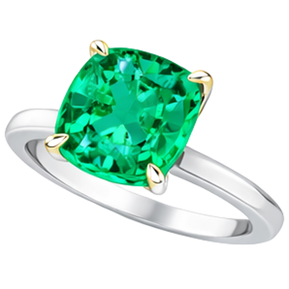 Strahlender Smaragd Farbstein-Ring 3,50 Karat – Frontansicht