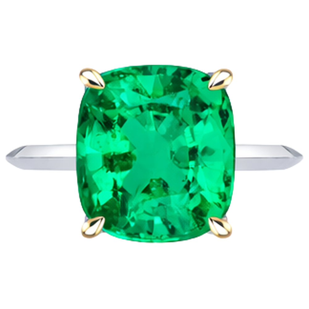 Farbstein-Ring Bicolor 14K Gold mit Smaragd – Seitenansicht