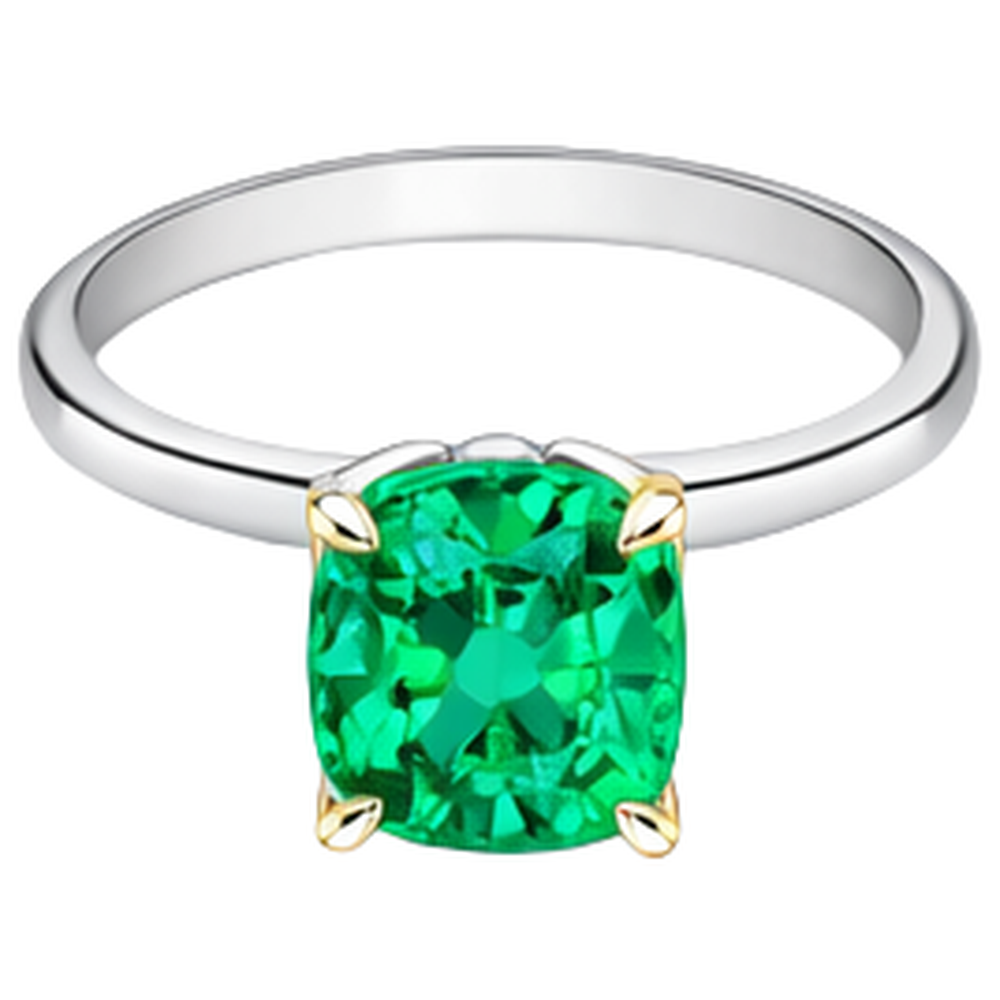 Smaragd Farbstein-Ring 3,50-Karat Bicolor 14K Gold – Profilansicht