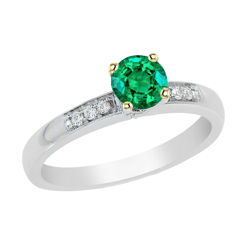 Farbstein-Ring Zweifarbiges 14K Gold mit Smaragd – Hauptansicht