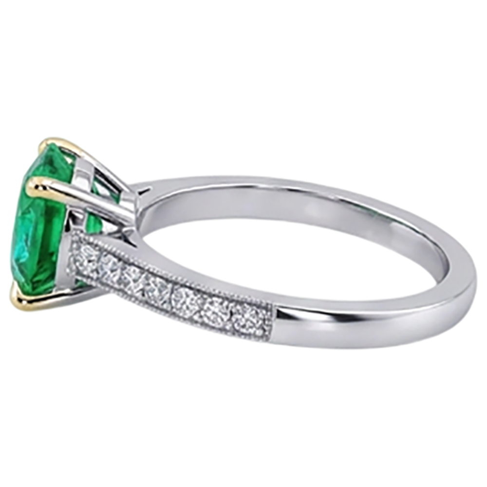 Brillanter Kolumbianischer Smaragd Schmuckstein-Ring 2,50 Karat – Profilansicht
