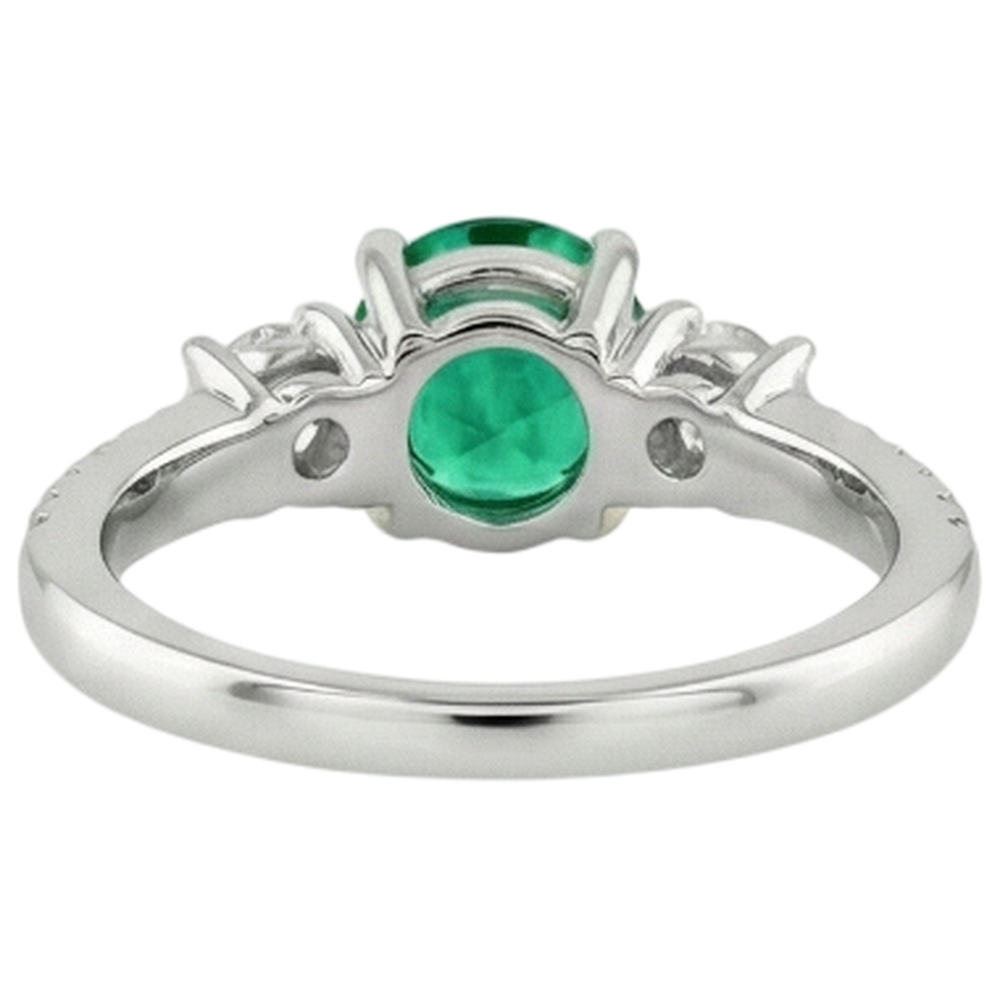 Edler Smaragd Schmuckstein-Ring 2-Karat Zweifarbiges 14K Gold – Rückansicht