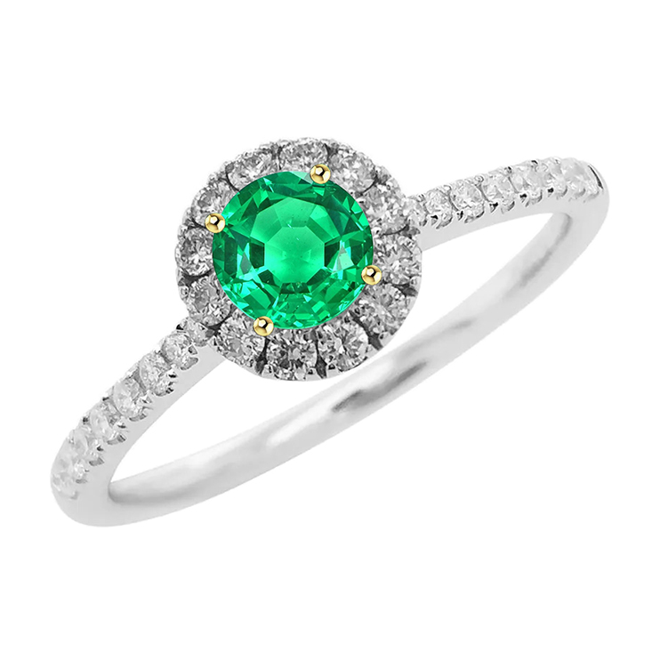 Natürlicher Edler Smaragd Schmuckstein-Ring 1 Karat Zweifarbiges 14K Gold – Hauptansicht