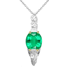 GIA-Geprüft Smaragd Edelstein-Anhänger 1 Karat – Bicolor 14K Gold