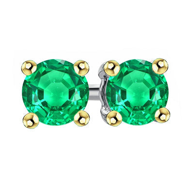 Kolumbianischer Smaragd Gemstone Earring 2-Karat 14 Karat Zweifarbig Gold – Hauptansicht
