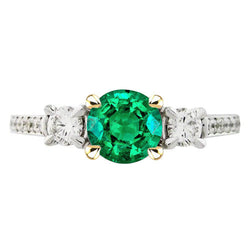 Naturreiner Rund-Brillant Edler Smaragd Schmuckstein-Ring – 2