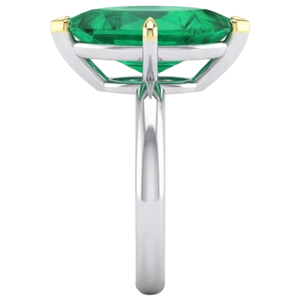 Marquise Kolumbianischer Smaragd Ring in Bicolor 14K Gold – Draufsicht