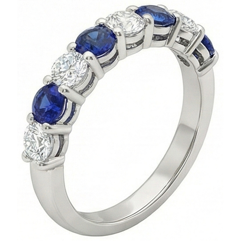 Comfort Fit Saphir & Diamantband 2,75 Karat Weißgold