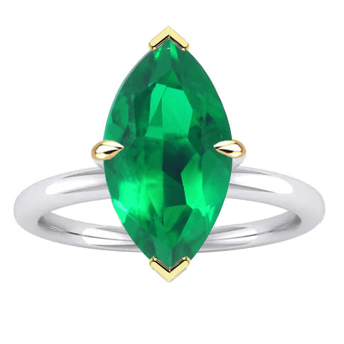 Erdgewonnener Kolumbianischer Smaragd Farbstein-Ring 3 Karat Bicolor 14K Gold – Hauptansicht