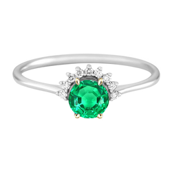 Smaragd Edelstein-Ring – Krone 2 Karat Bicolor 14K Gold