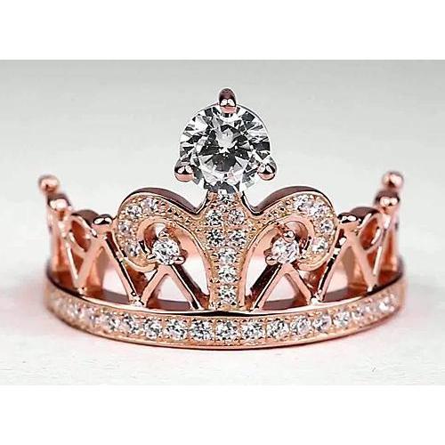 Crown Style Runder Natürliche Diamant Jubiläumsring 1,50 Karat Roségold 14K