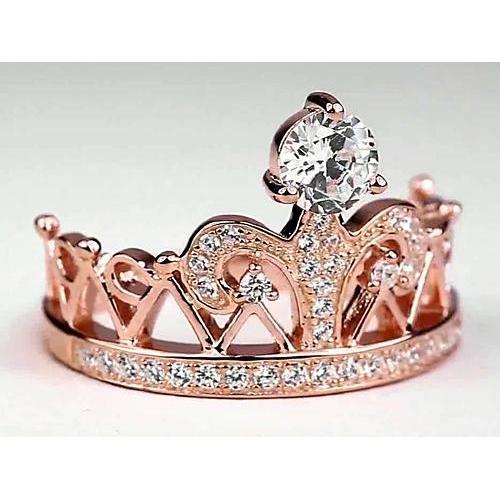 Crown Style Runder Natürliche Diamant Jubiläumsring 1,50 Karat Roségold 14K