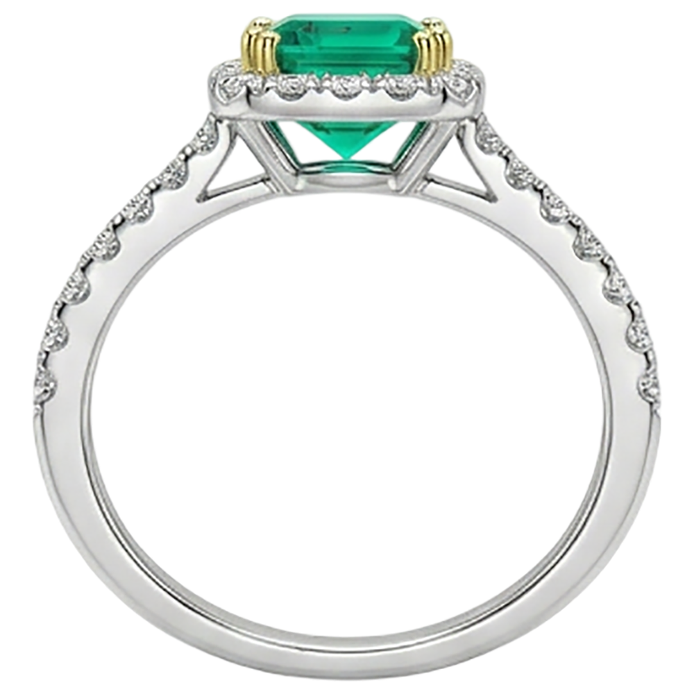 Glänzender Smaragd Schmuckstein-Ring 3 Karat – Profilansicht