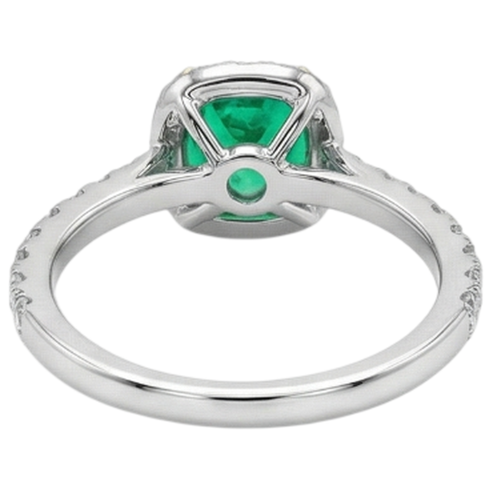 Naturreiner Kolumbianischer Smaragd Edelstein-Ring – Rückansicht