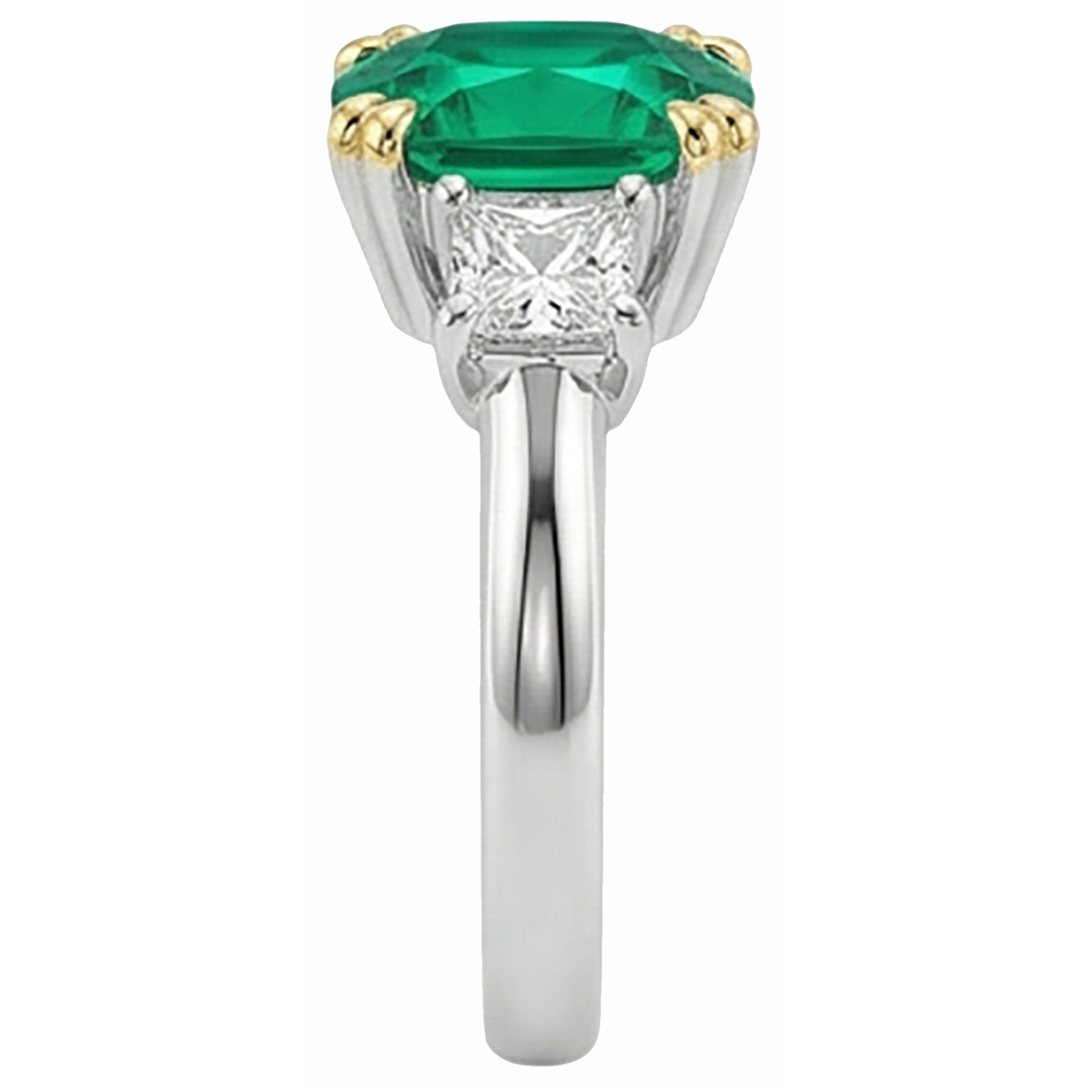 Echter Edler Smaragd Farbstein-Ring 3,50 Karat Bicolor 14K Gold – Draufsicht