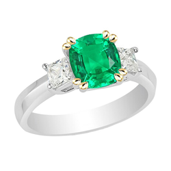 Echter Edler Smaragd Farbstein-Ring 3,50 Karat – Bicolor 14K Gold