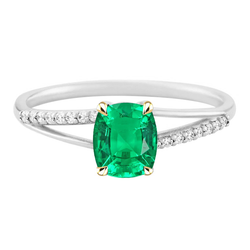 14 Karat Zweifarbig Gold Schmuckstein-Ring mit Smaragd – 2 Karat