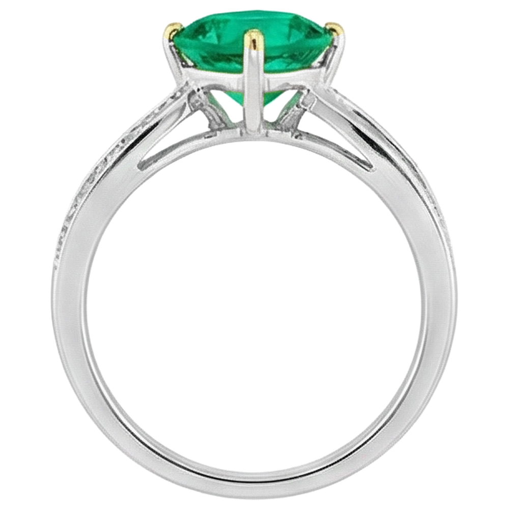 Natürlicher Smaragd Edelstein-Ring 1 Karat Bicolor 14K Gold – Draufsicht