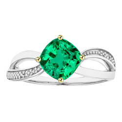 GIA-Zertifiziert Smaragd Edelstein-Ring 1 Karat – Bicolor 14K