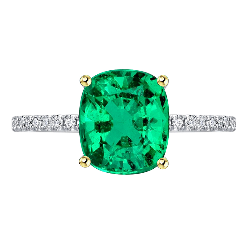 Kolumbianischer Smaragd Schmuckstein-Ring 3,50-Karat Bicolor 14K Gold – Hauptansicht