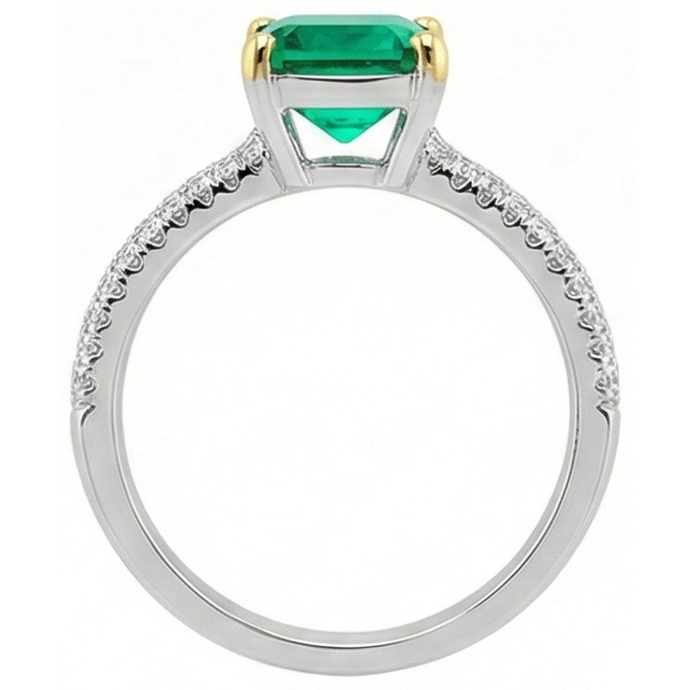 Handgemachter Smaragd Schmuckstein-Ring 3,50 Karat – Profilansicht